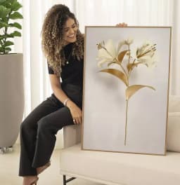 Quadro Decorativo Coleção White&Gold - Plantas e Flores