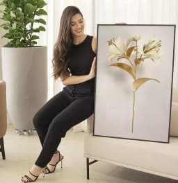 Quadro Decorativo Coleção White&Gold - Plantas e Flores