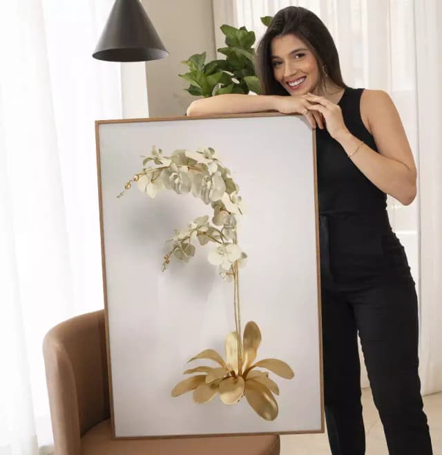 Quadro Decorativo Coleção White&Gold - Plantas e Flores