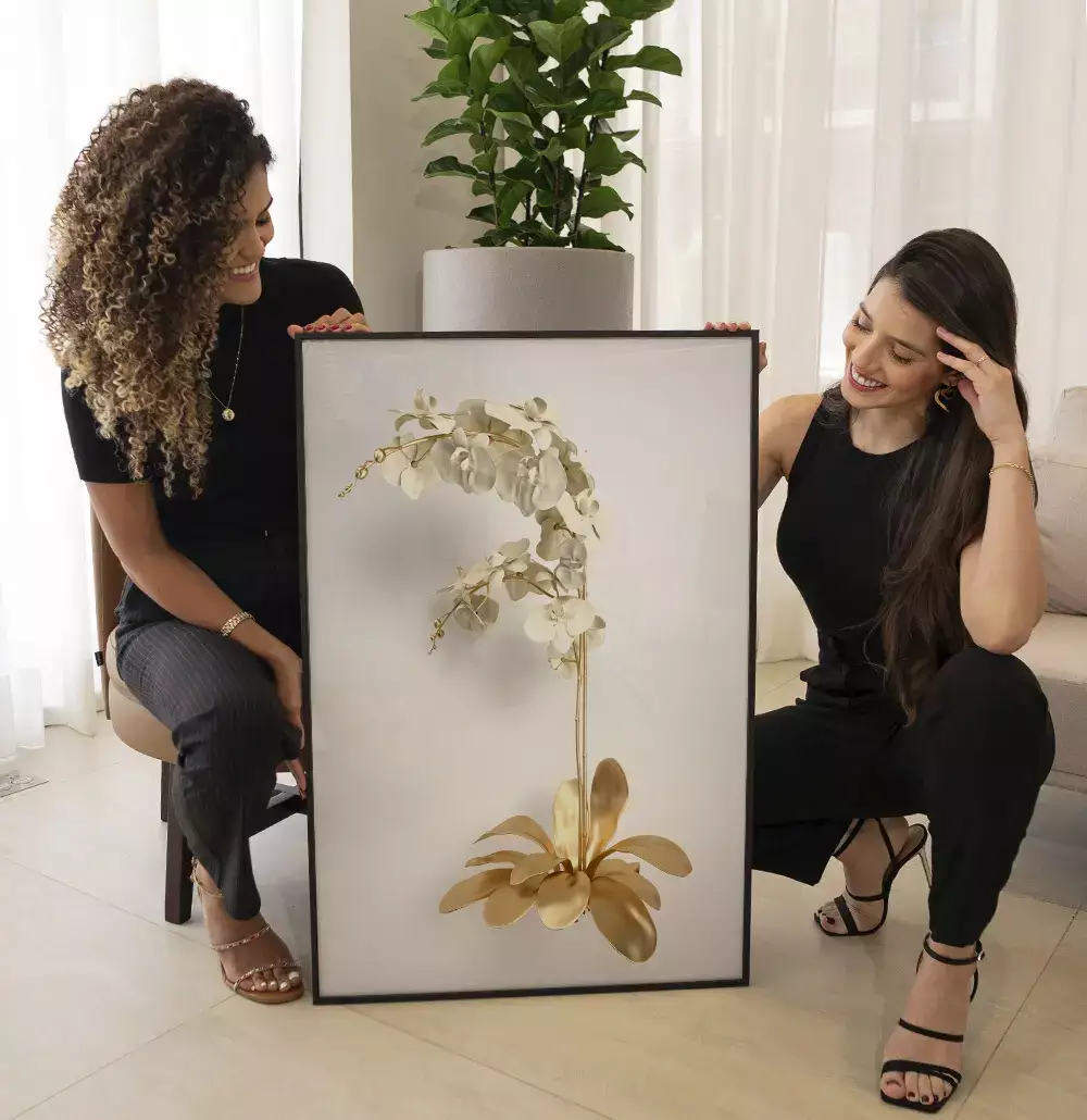 Quadro Decorativo Coleção White&Gold - Plantas e Flores