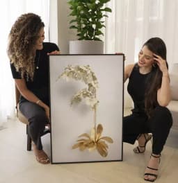 Quadro Decorativo Coleção White&Gold - Plantas e Flores