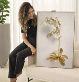 Quadro Decorativo Coleção White&Gold - Plantas e Flores