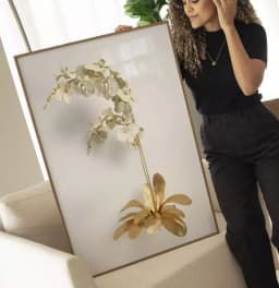 Quadro Decorativo Coleção White&Gold - Plantas e Flores