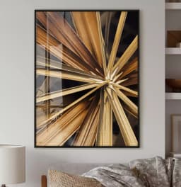 Quadro Decorativo Fotografia Hastes Florais Douradas