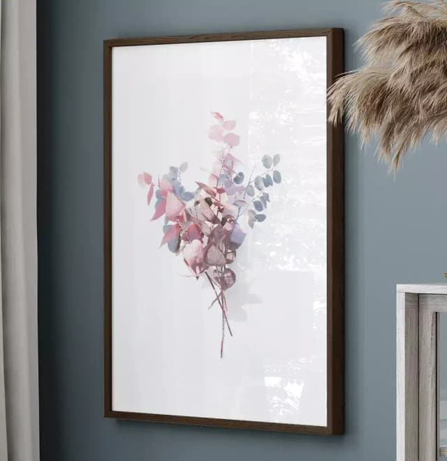 Quadro Decorativo Buquê de Folhas Pintura Aquarela Minimalista