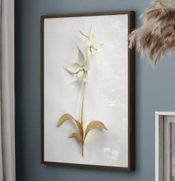 Quadro Decorativo Coleção White&Gold - Plantas e Flores