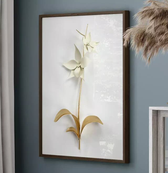 Quadro Decorativo Coleção White&Gold - Plantas e Flores