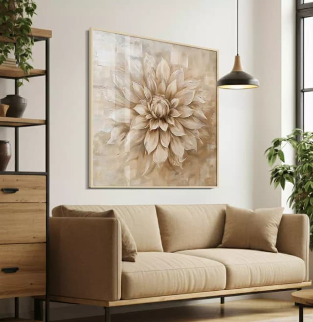 Quadro Decorativo Flor Dália Pintura Desabrochando
