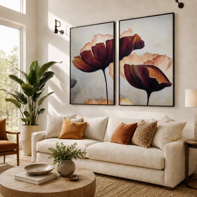 Kit 2 Quadros Decorativos Flores de Âmbar