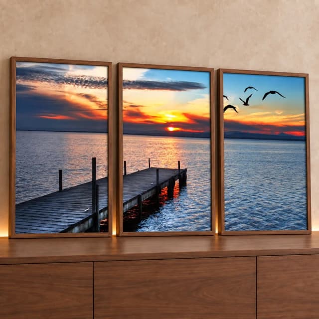 Kit 3 Quadros Decorativos Passarela