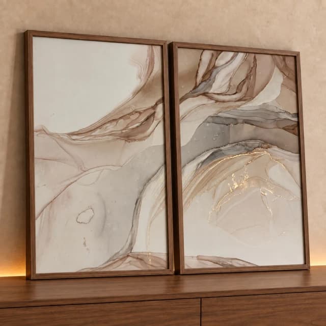 Conjunto 2 Quadros Decorativos Mármore