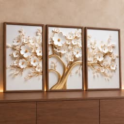 Kit 3 Quadros Decorativos Árvore 3D