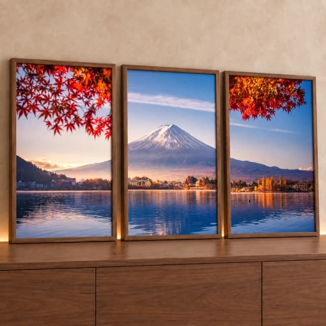 Kit 3 Quadros Decorativos Monte Fuji