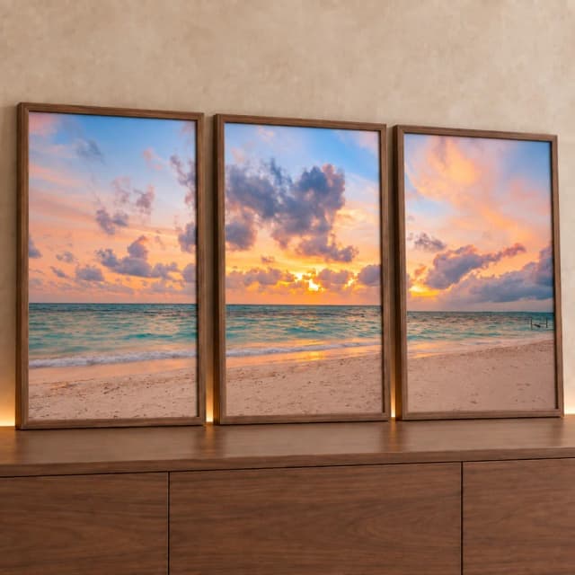 Kit 3 Quadros Decorativos Pôr do Sol
