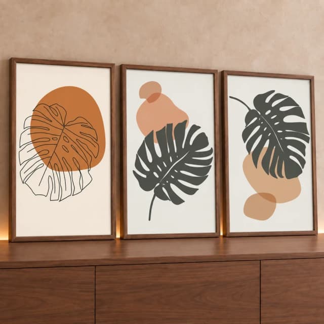 Kit 3 Quadros Decorativos Costela de Adão