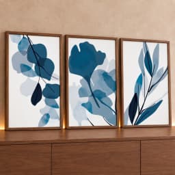 Kit 3 Quadros Decorativos Plantas Abstratas