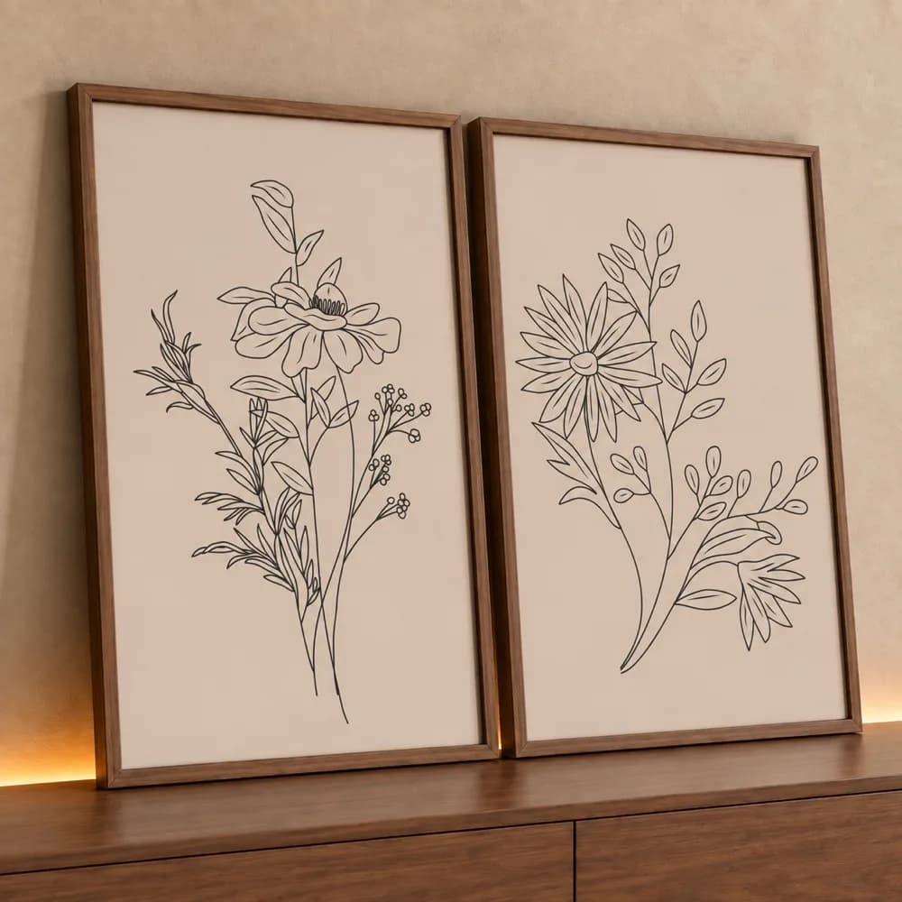Kit 2 Quadros Decorativos Minimalistas