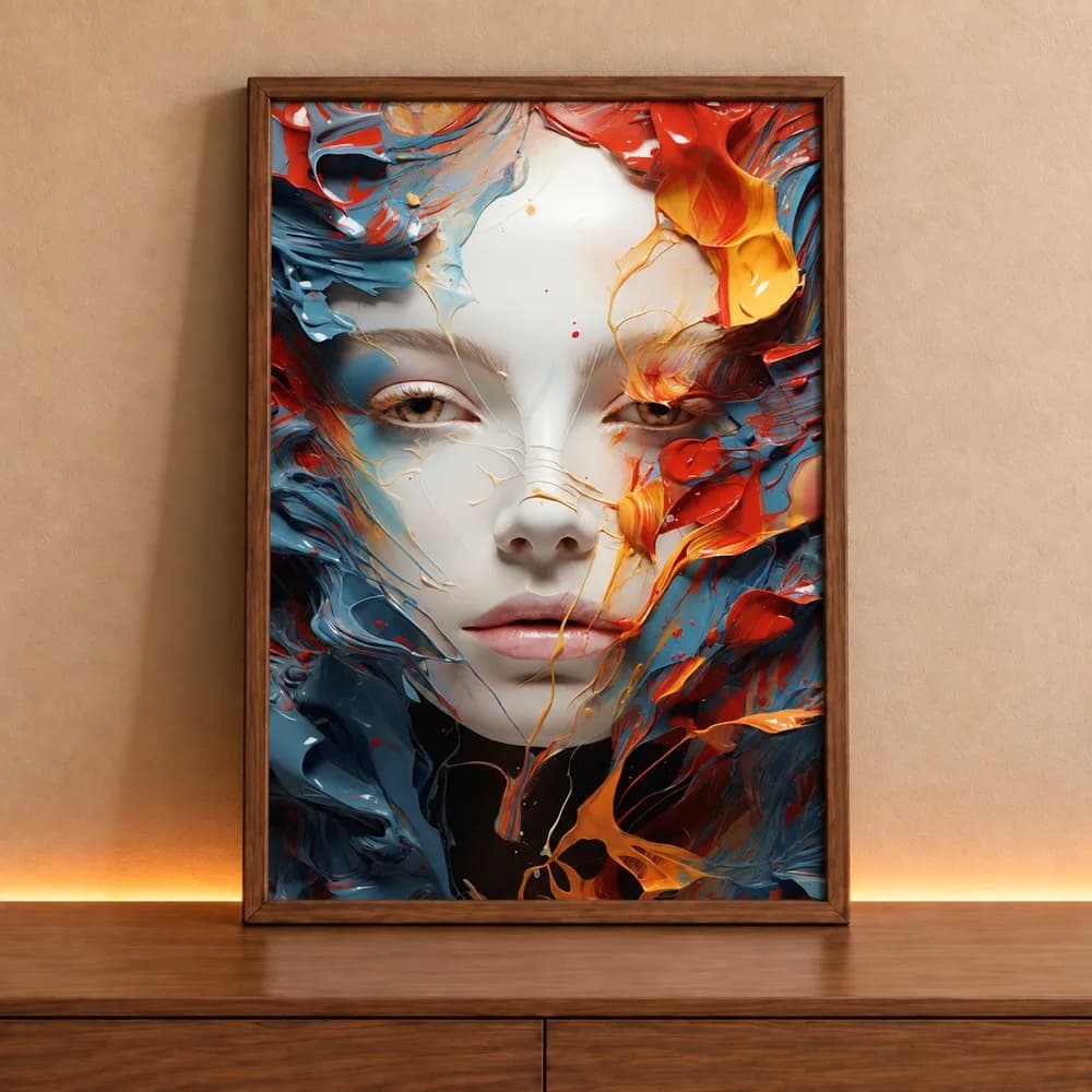 Quadro Decorativo Mulher Abstrata com Tinta