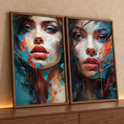 Kit 2 Quadros Decorativos Mulher Abstrata