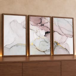 Kit 3 Quadros Decorativos Mármore Rosa