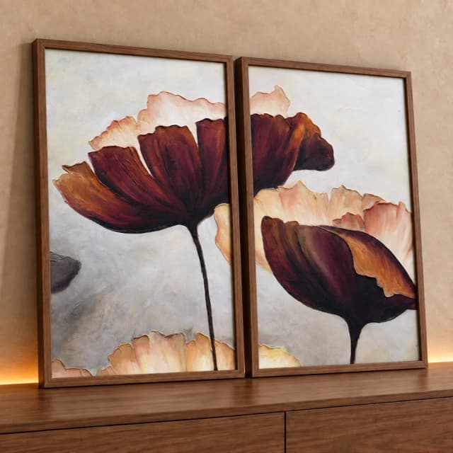 Kit 2 Quadros Decorativos Flores de Âmbar