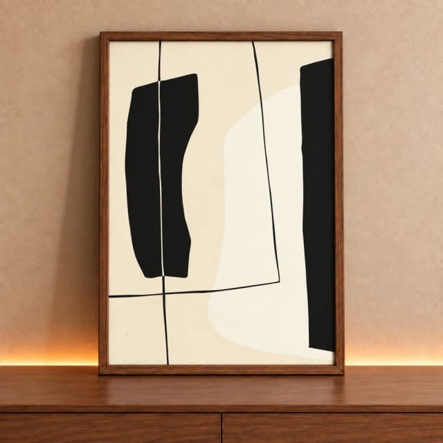 Quadro Decorativo Retangular Abstract Black Straw Block Lines 9
