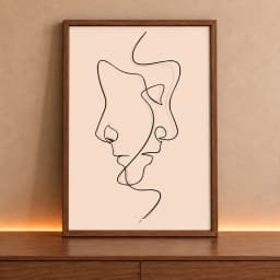Quadro Decorativo One Line - Linha De Rostos Opostos