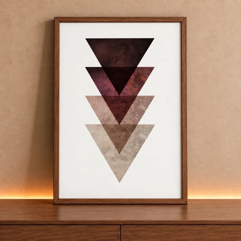 Quadro Decorativo Triângulos Sobrepostos com Textura