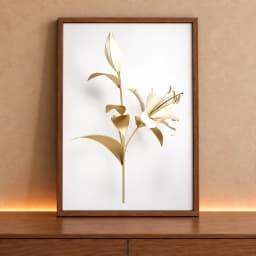 Quadro Decorativo Coleção White&Gold - Plantas e Flores