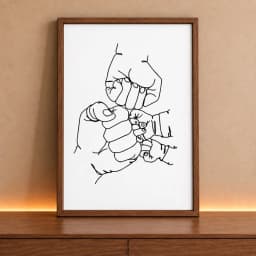 Quadro Decorativo Retangular Famlia Completa Mãos Minimalista