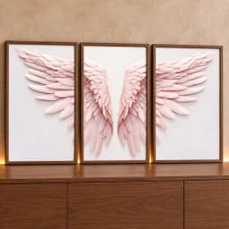 Kit Quadro Decorativo Asas Abertas Rosa