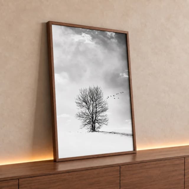 Quadro Decorativo Retangular Arvore Solitaria Do Gelo