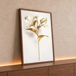 Quadro Decorativo Coleção White&Gold - Plantas e Flores