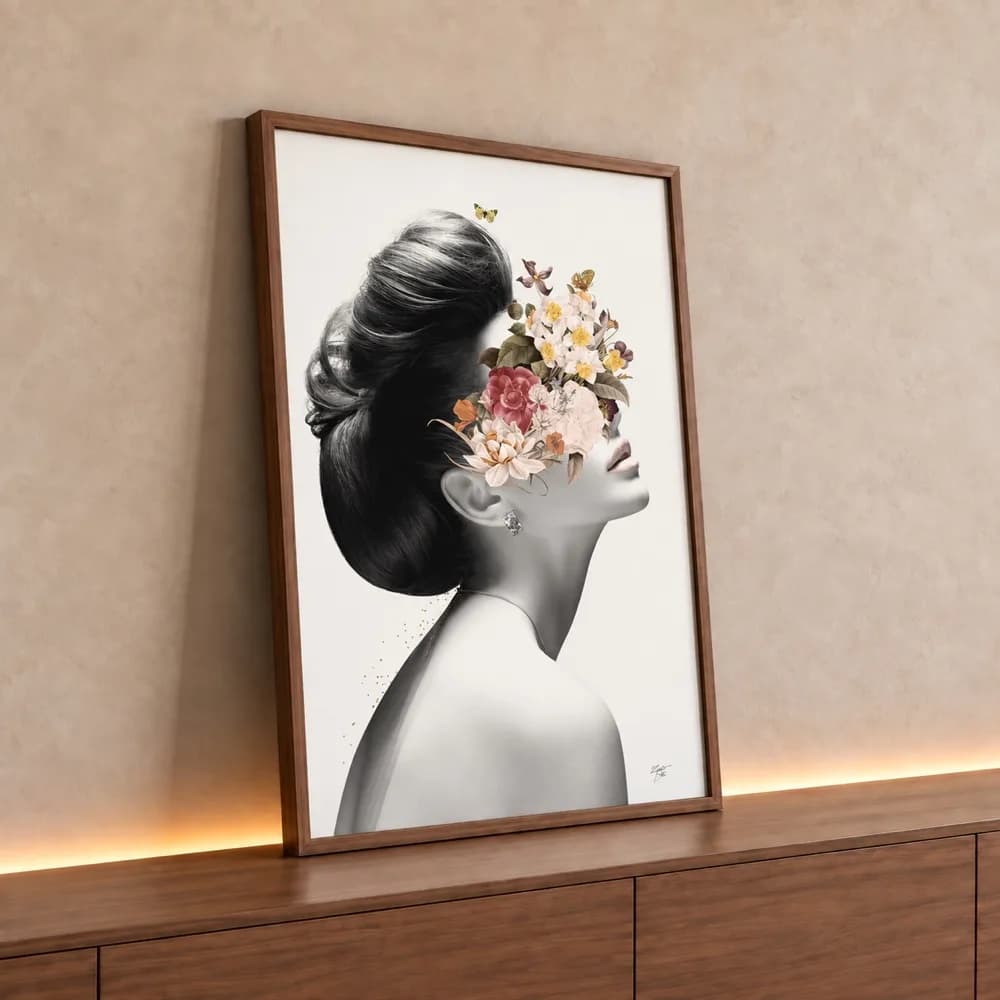 Quadro Decorativo Lady - Coleção Collage Flowers
