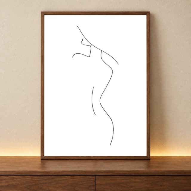 Quadro Decorativo Retangular One Line Mulher De Chapeu