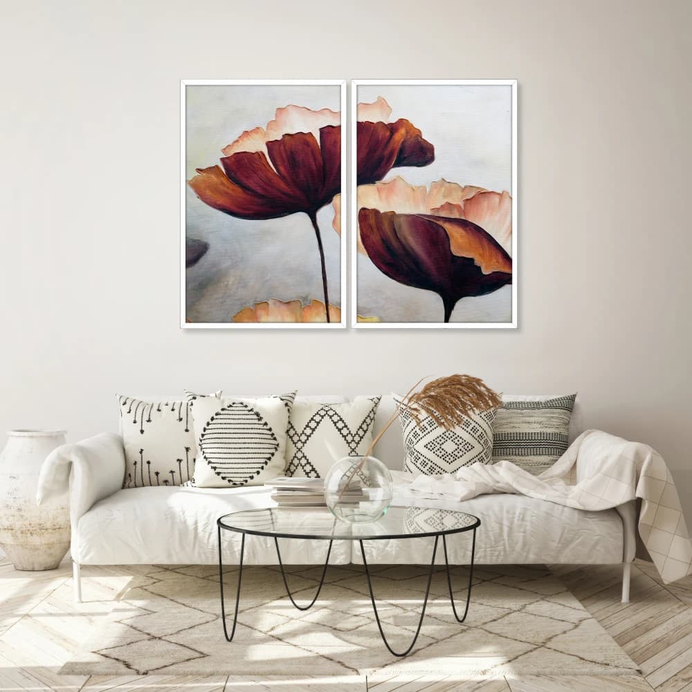 Kit 2 Quadros Decorativos Flores de Âmbar