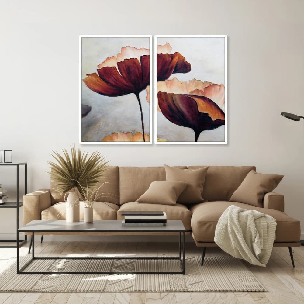 Kit 2 Quadros Decorativos Flores de Âmbar