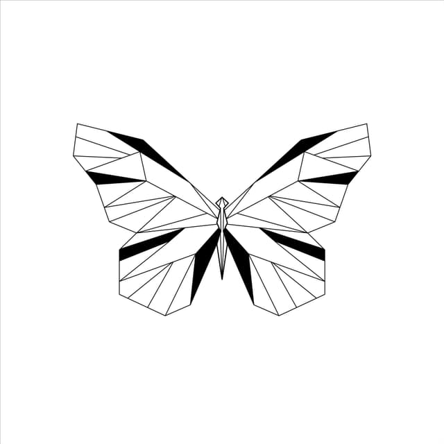 Quadro Decorativo Borboleta Geométrica Minimalista Preto e Branco