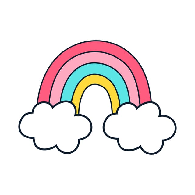 Quadro Decorativo Quadrado Arco Iris Com Nuvens