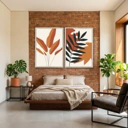 Kit 2 Quadros Decorativos Plantas Abstratas