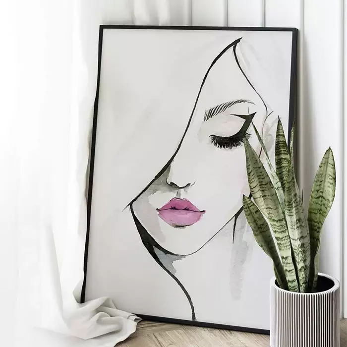 Quadro Decorativo Mulher Linhas de Cabelo Minimalista