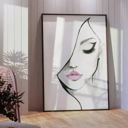 Quadro Decorativo Mulher Linhas de Cabelo Minimalista