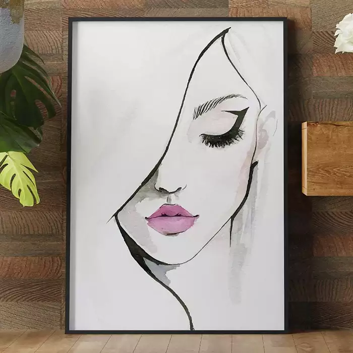 Quadro Decorativo Mulher Linhas de Cabelo Minimalista