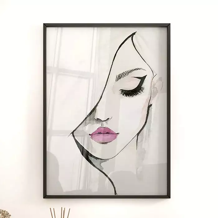Quadro Decorativo Mulher Linhas de Cabelo Minimalista