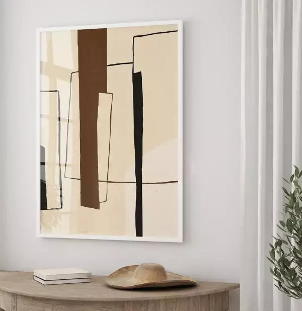 Quadro Decorativo Retangular Abstract Black Straw Duo Block Lines 10