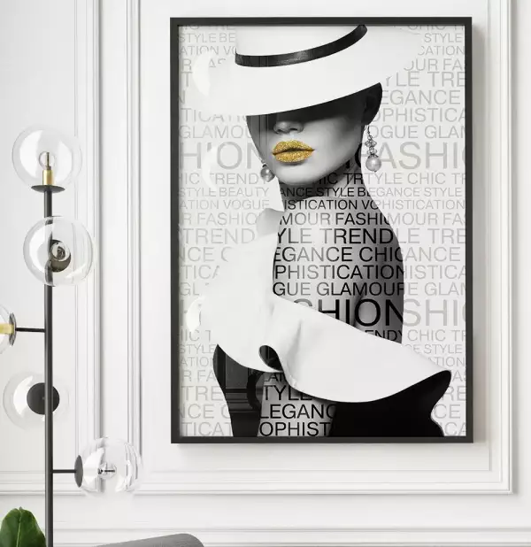 Quadro Decorativo Retangular Lher Fashion Com Chapeu E Texto