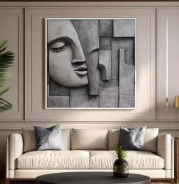 Quadro Decorativo Escultura Textura Estilo Gesso Egípcia