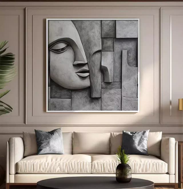 Quadro Decorativo Escultura Textura Estilo Gesso Egípcia