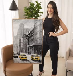 Quadro Decorativo Pintura Aquarela Cidade Antiga com Textura de Tela