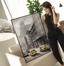 Quadro Decorativo Pintura Aquarela Cidade Antiga com Textura de Tela